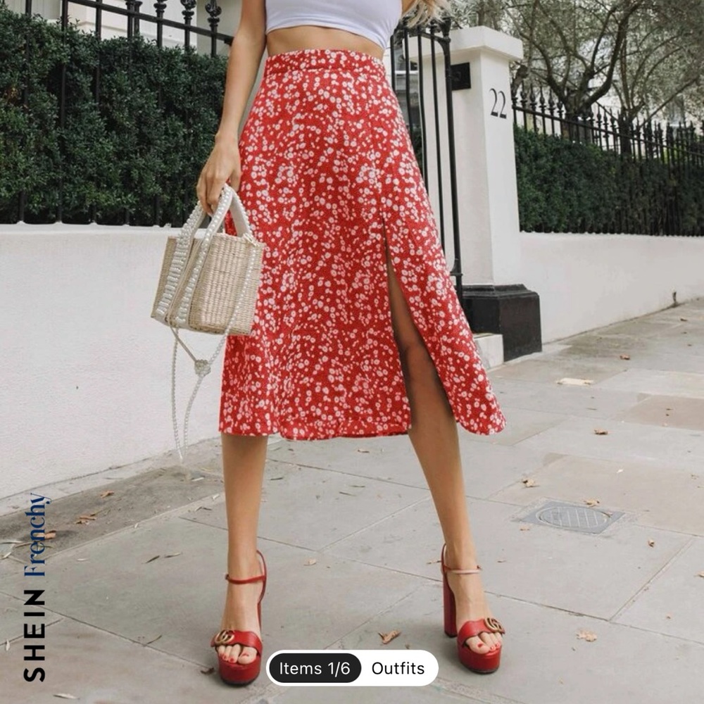 Floral midi skirt